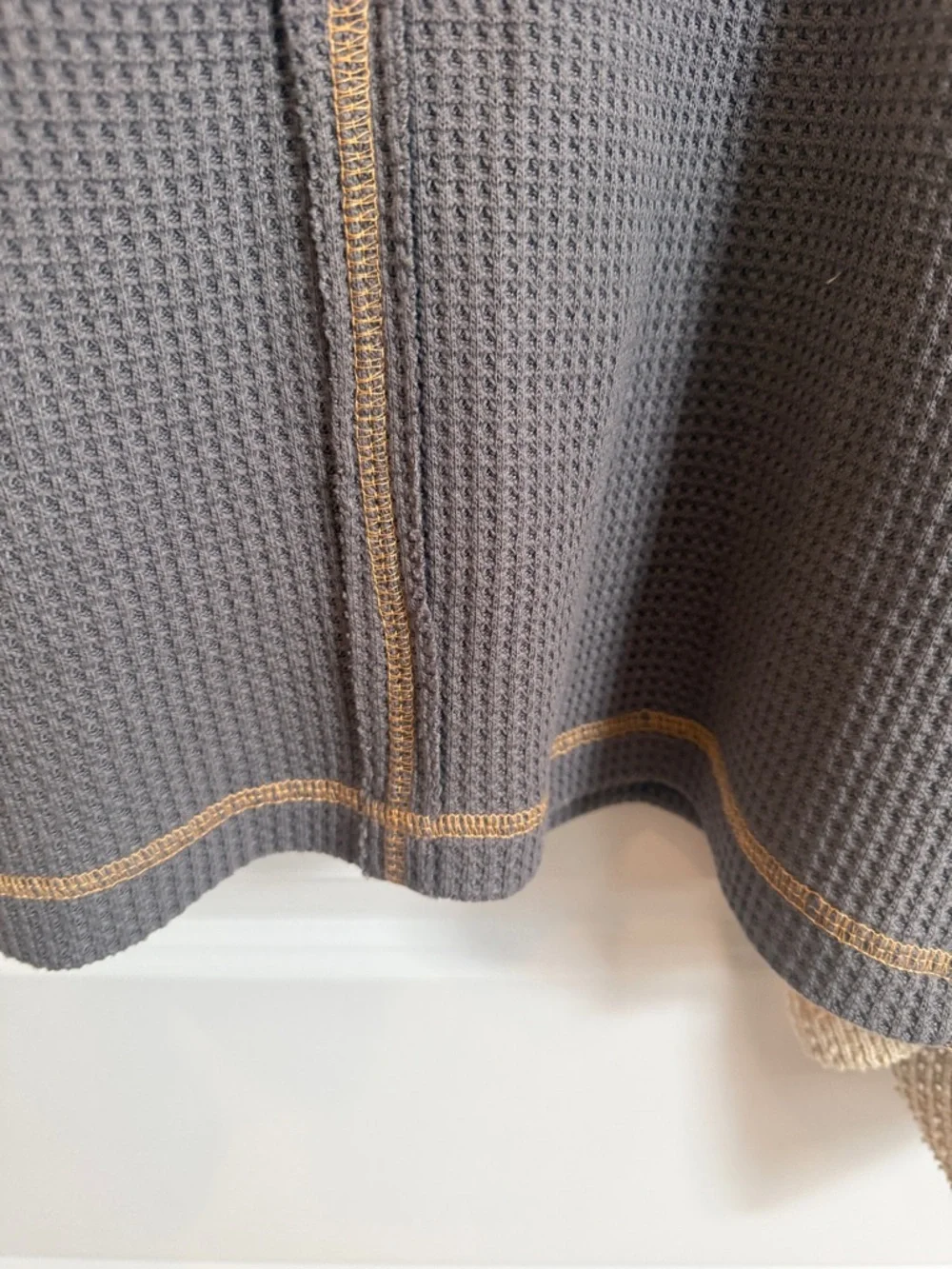 POL Patchwork Waffle-Knit Pullover - Gray & Cream - Picture 12 of 12